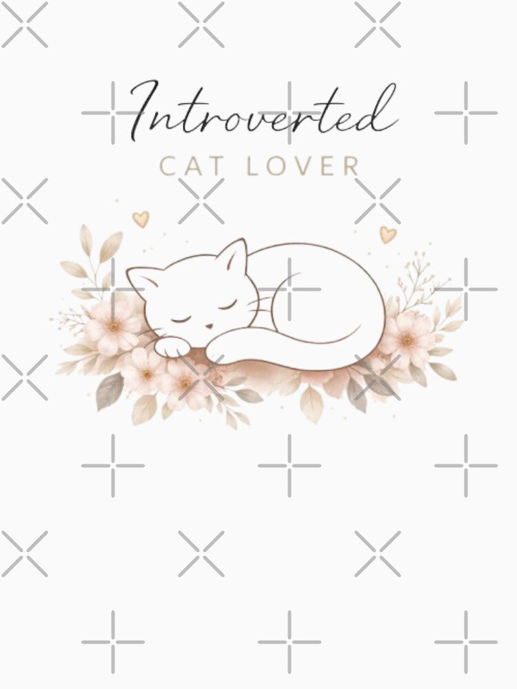 Introverted Cat Lover Aesthetic Design | Cute Sleeping Cat Art for Cat People by Sanika arts T-Shirts, Hoodie,... (Image 3)