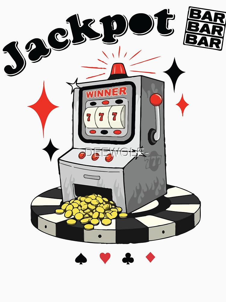 Lucky Bastard Jackpot Slot Machine – Retro Vegas Gambling Design by -DEEWOLF- T-Shirts, Hoodie, Sweatshirt (Image 3)