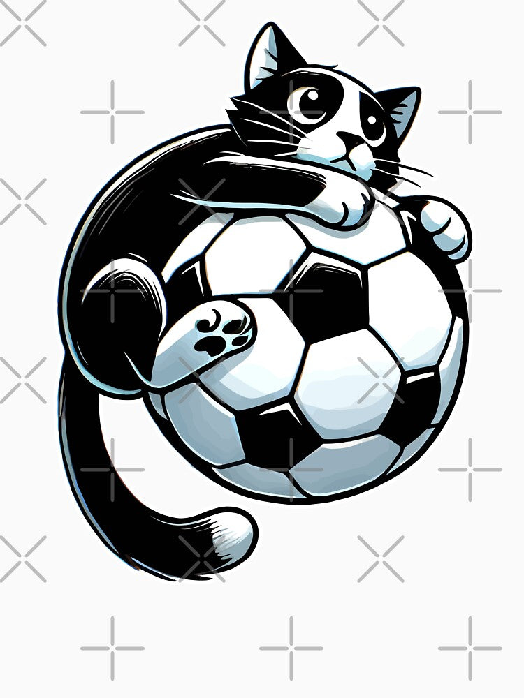 Black Cat Soccer Flying Football by nameonshirt