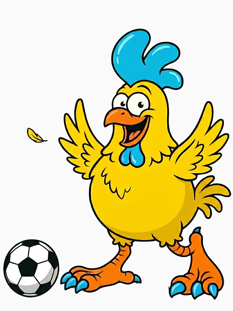 Crazy Funny Chicken Soccer Player Playing Football Cartoon by DH-ArtLab