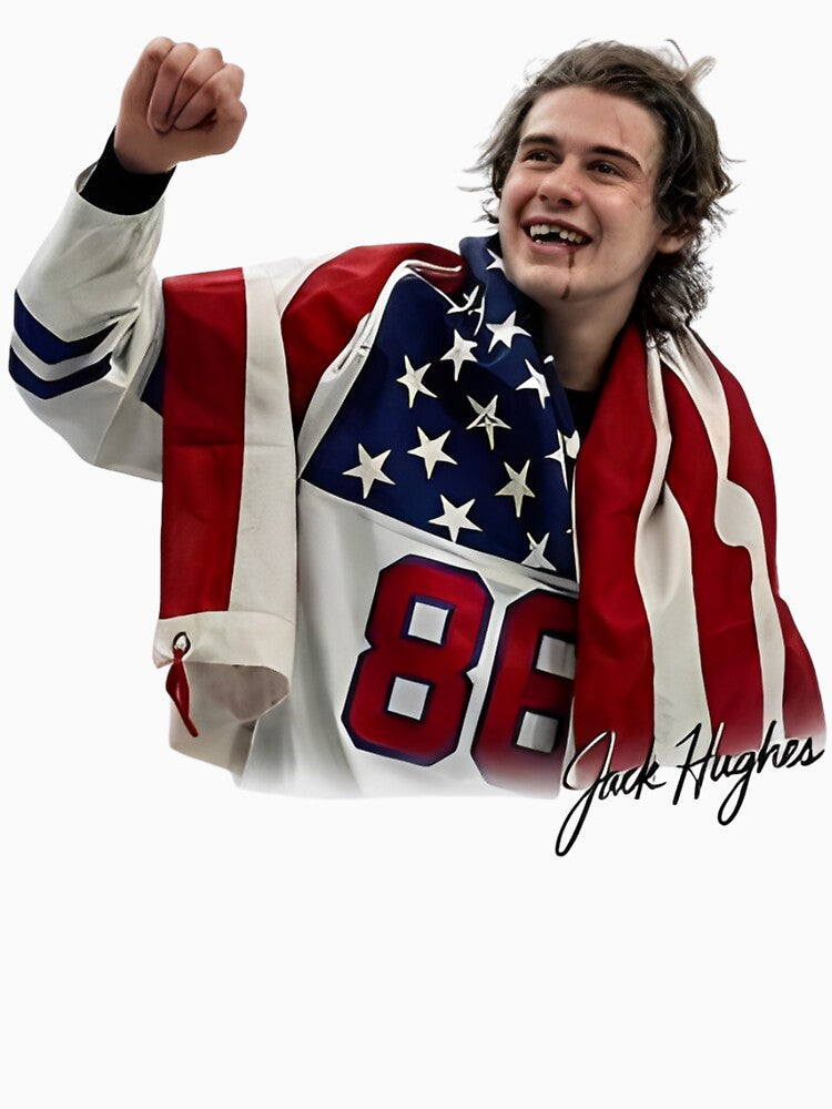 Jack Hughes USA Hockey, Patriotic Ice Hockey by CLOUDYMOODS T-Shirts, Hoodie, Sweatshirt | BlankRebels.com (Image 3)