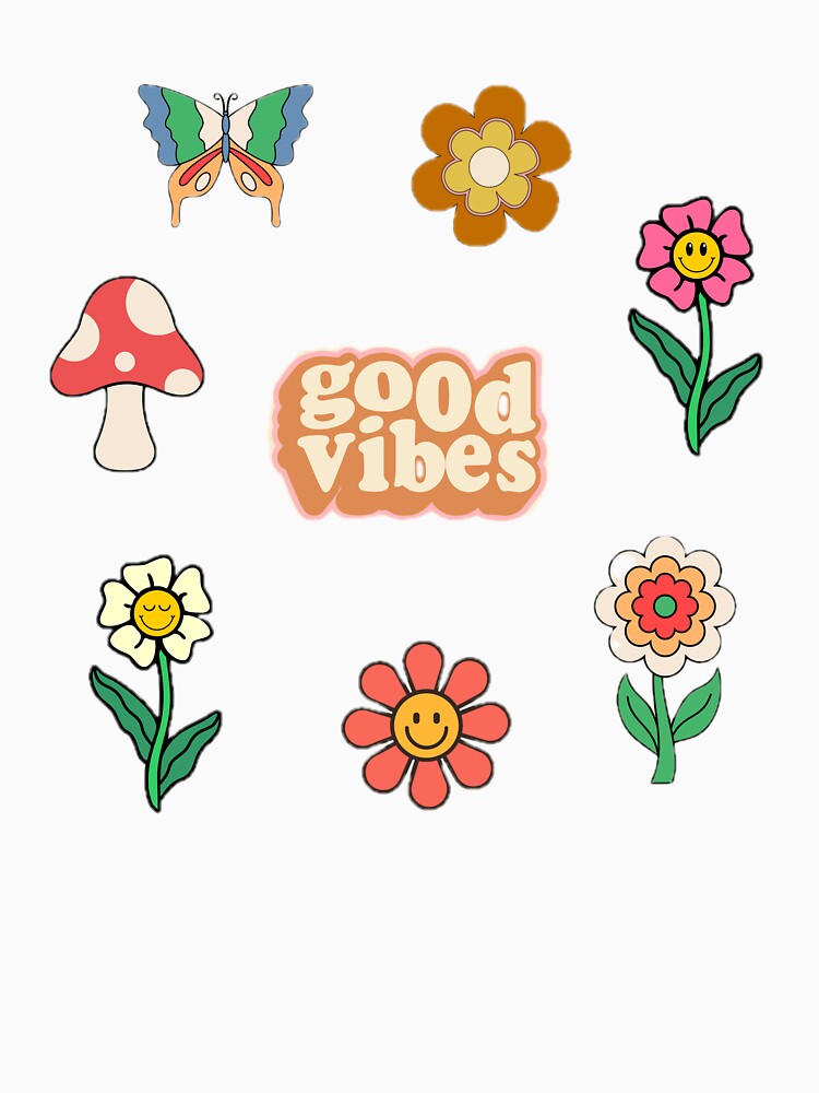 retro good vibes, flowers, mushrooms, butterfly by ArtByErinSmith T-Shirts, Hoodie, Sweatshirt | BlankRebels.com (Image 3)
