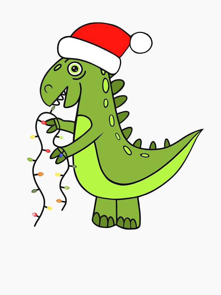 Funny Green Dinosaur Wearing A Santa Hat by Sartoris Art T-Shirts, Hoodie, Sweatshirt | BlankRebels.com (Image 3)