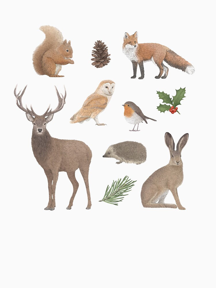 Christmas Wildlife Winter Animal Illustration by Lauren Fitton Illustration T-Shirts, Hoodie, Sweatshirt (Image 3)