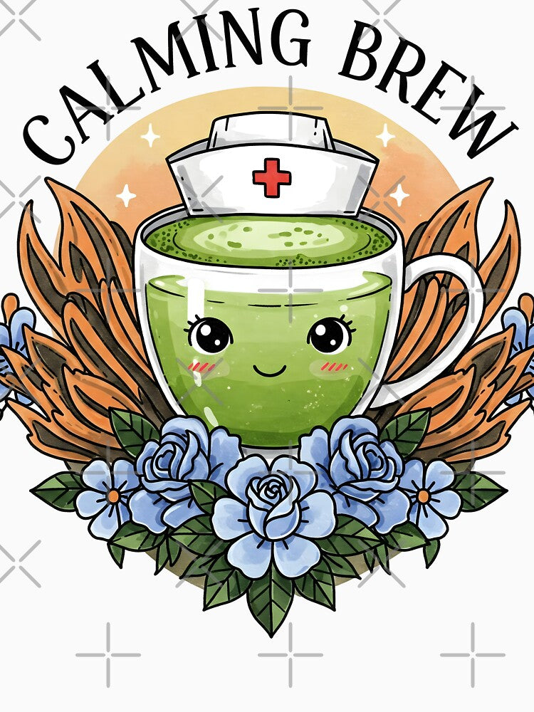 Calming Brew Cute Matcha Nurse Cup Art – Kawaii Relaxing Medical Design by ClinicalHubs T-Shirts, Hoodie,... (Image 3)