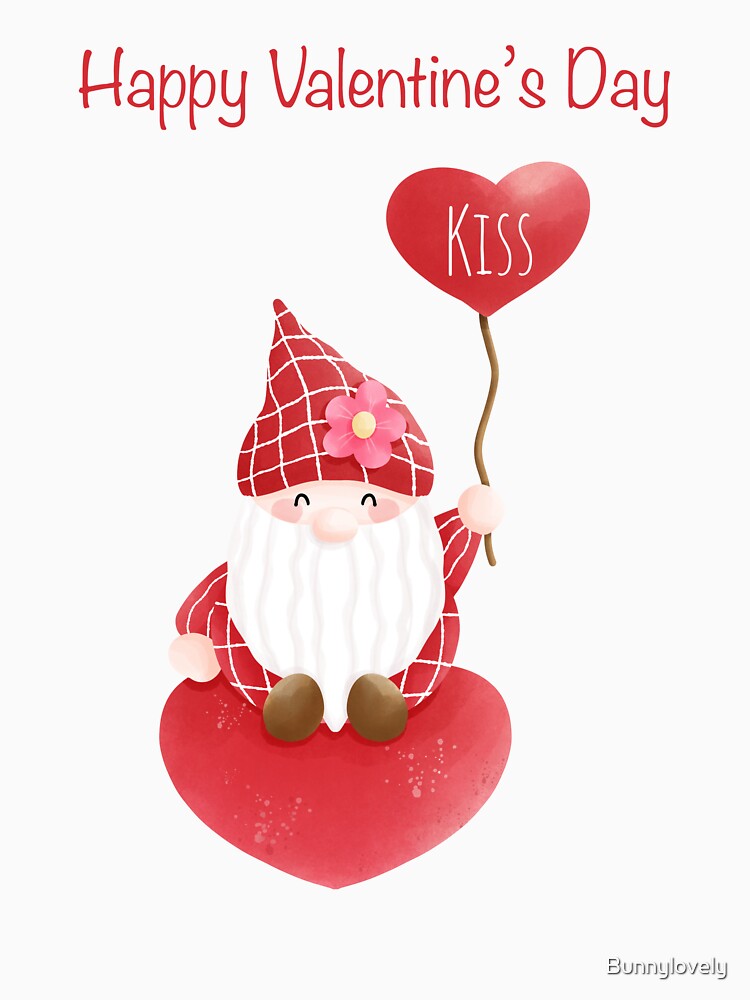 Red valentine's day gnome by Bunnylovely T-Shirts, Hoodie, Sweatshirt | BlankRebels.com (Image 3)