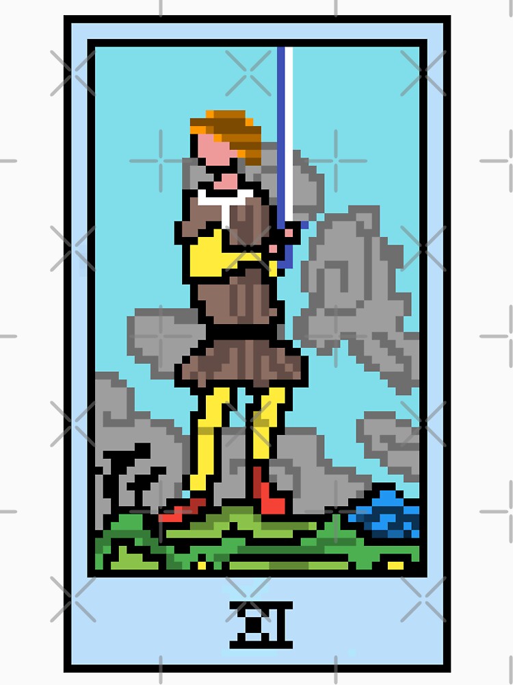 Wait, is this pixel art tarot? Yellow - Minor Arcana 'Page of Swords' (Design for T-shirt, stickers and other... (Image 3)