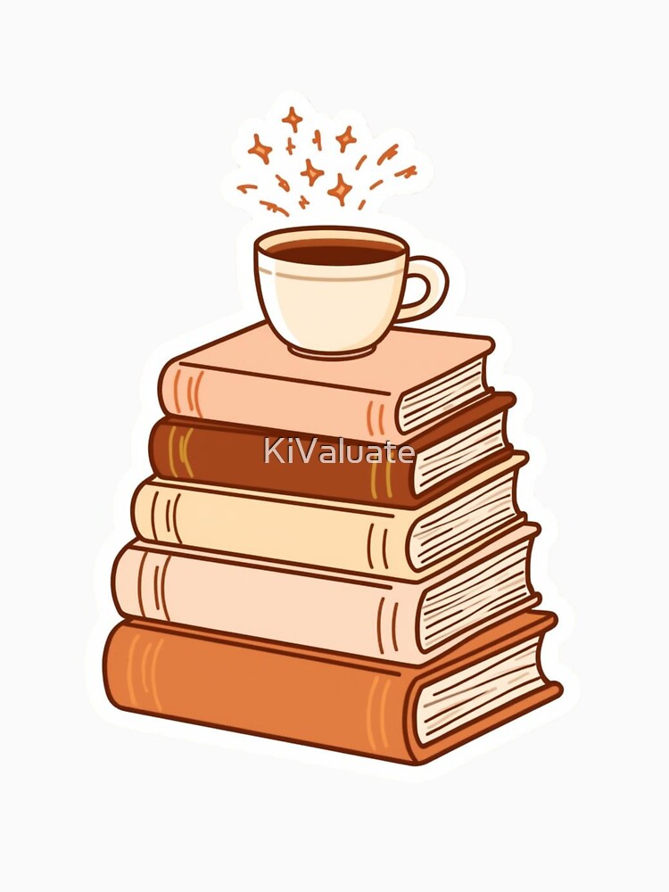 Book Stack Illustration | Cozy Book Lover Aesthetic Design by KiValuate T-Shirts, Hoodie, Sweatshirt (Image 3)