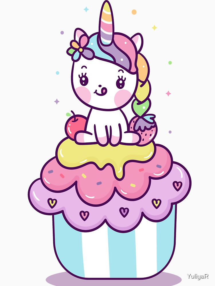 Kawaii Cute Colorful Cupcake Unicorn by YuliyaR T-Shirts, Hoodie, Sweatshirt | BlankRebels.com (Image 3)