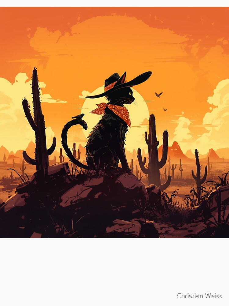 Cowboy Cat in Desert Sunset by Christian Weiss T-Shirts, Hoodie, Sweatshirt | BlankRebels.com (Image 3)