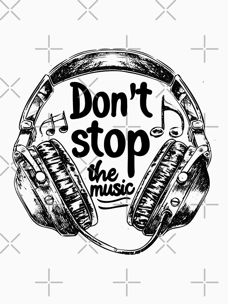 Don’t Stop the Music – Vintage Headphones Sketch Design by inkoutninja T-Shirts, Hoodie, Sweatshirt (Image 3)