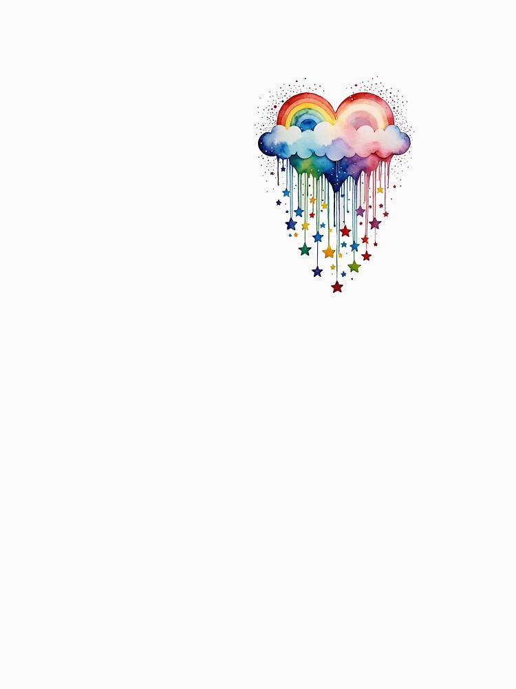 Drippy Rainbow Heart and clouds Raining Stars and confetti by Zencookie T-Shirts, Hoodie, Sweatshirt (Image 3)