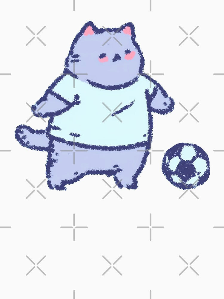 Soccer Football Cat, pastel sketch kawaii illustration by Magnificent Lizard