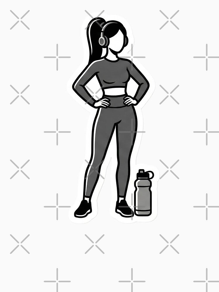 Athleisure Aesthetic Stick Figure Gym Girl Pilates Wellness Vibe Cute Workout Fashion by StickyGuys T-Shirts,... (Image 3)