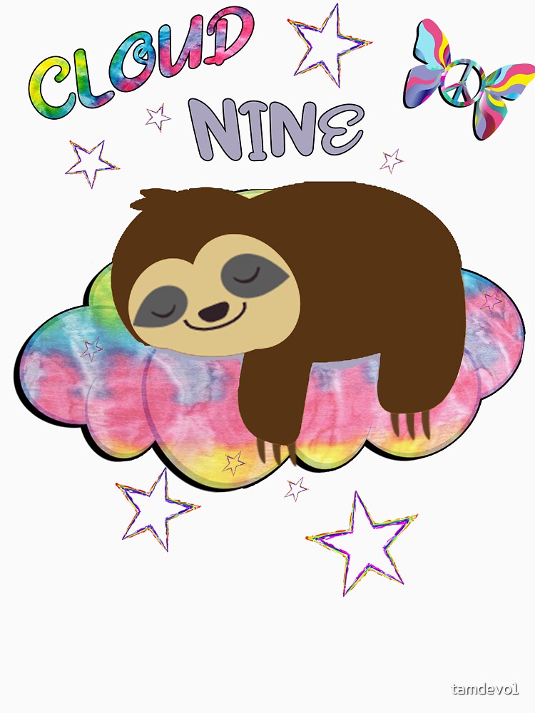 Hippy Life Retro Cloud 9 Funny Sloth by tamdevo1