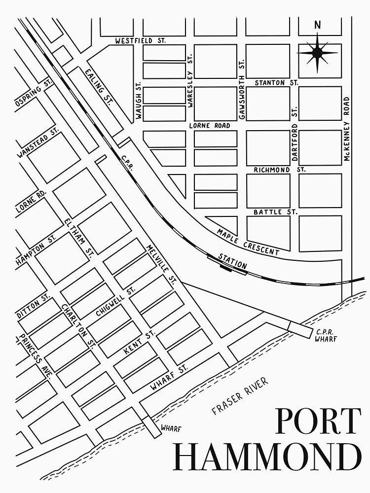 Minimalist Port Hammond Maple Ridge Historical Map by MapleRidgeMus