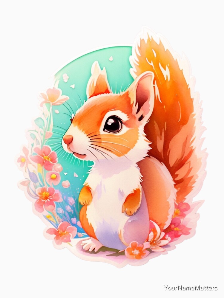 Cute Baby Squirrel with Leaves and Flowers by YourNameMatters T-Shirts, Hoodie, Sweatshirt | BlankRebels.com (Image 3)