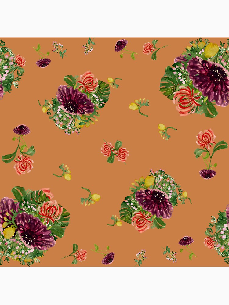 Dahlia Palm Flower Pattern Watercolor Orange Yana Mustafina Boho Soulful T-Shirts, Hoodie, Sweatshirt