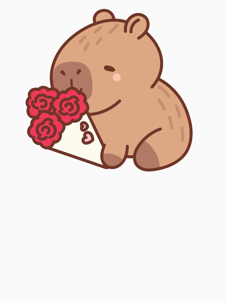 Cute Capybara with Love Flowers by PangDesu T-Shirts, Hoodie, Sweatshirt | BlankRebels.com (Image 2)