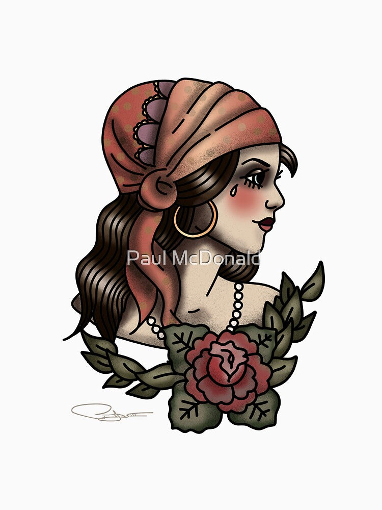 Vintage Pirate Girl Tattoo by Paul McDonald T-Shirts, Hoodie, Sweatshirt | BlankRebels.com (Image 3)