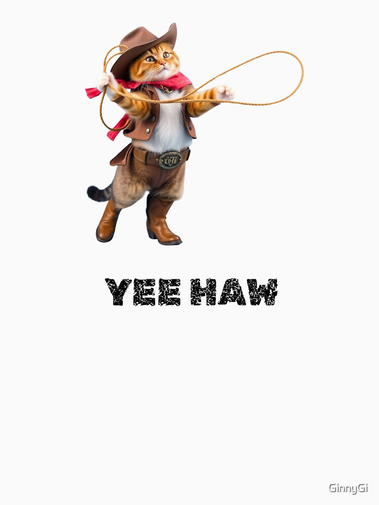 cowboy cat with cowboy boots and lasso and YEE HAW by GinnyGi T-Shirts, Hoodie, Sweatshirt | BlankRebels.com (Image 3)