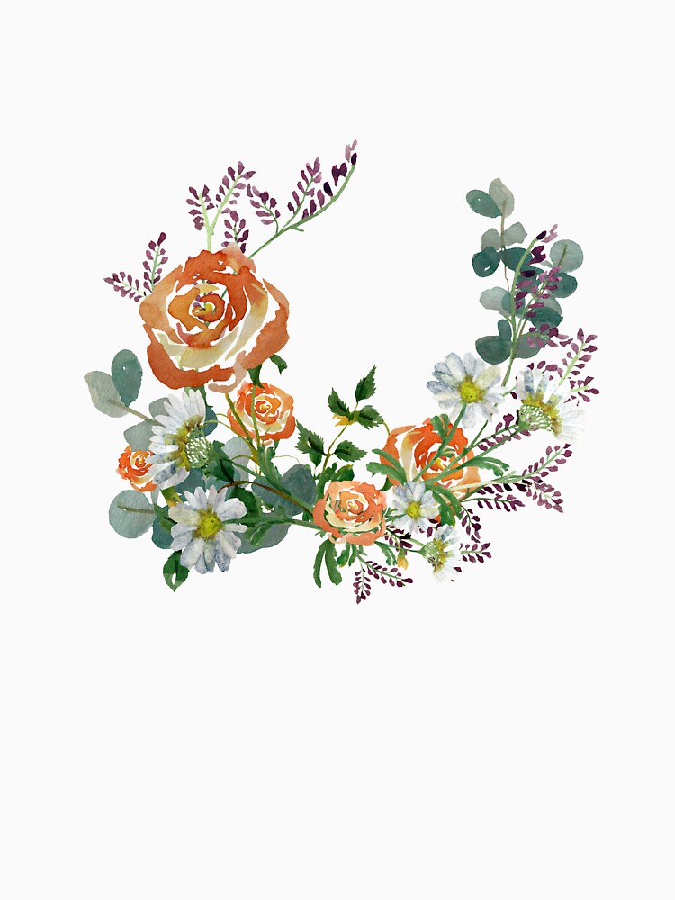 Flower rose daisy branch design a watercolor by Yana Mustafina | Boho Soulful Designs T-Shirts, Hoodie, Sweatshirt (Image 3)