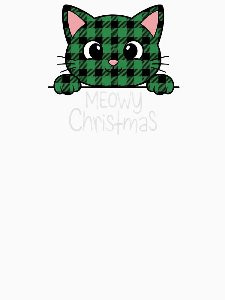 Rustic Green Plaid Cat "MEOWY Christmas" Pun Gift by hn79 T-Shirts, Hoodie, Sweatshirt | BlankRebels.com (Image 3)