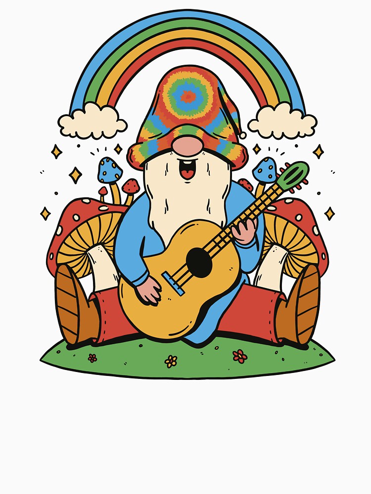 Hippie Clothes for Women Men 70's Cute Hippie Gnome on Guitar Accessories by Teez-Me T-Shirts, Hoodie, Sweatshirt (Image 3)