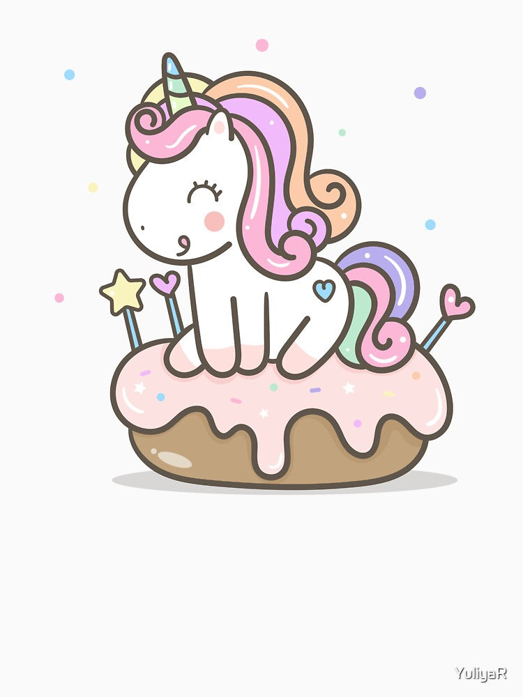Kawaii Cute Colorful Unicorn on the donut by YuliyaR T-Shirts, Hoodie, Sweatshirt | BlankRebels.com (Image 3)