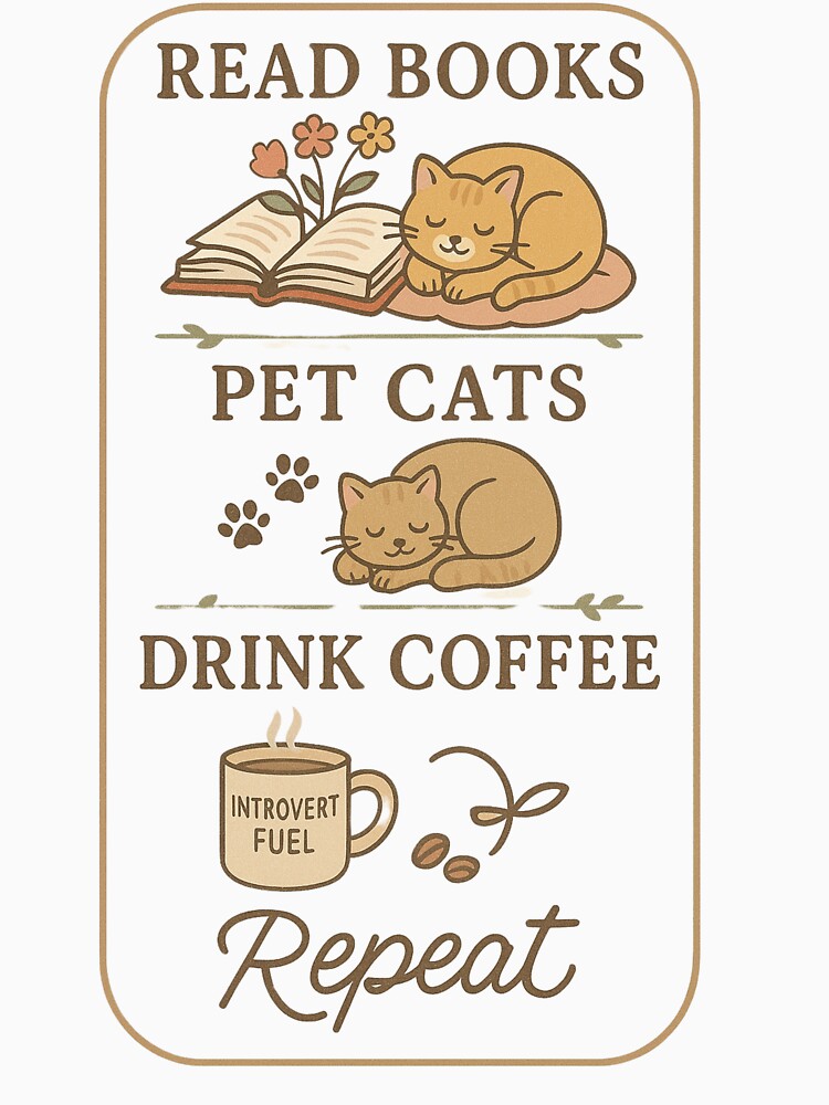 Read Books, Pet Cats, Drink Coffee, Repeat – Cozy Aesthetic Lifestyle Design by Designeerguy T-Shirts, Hoodie,... (Image 3)