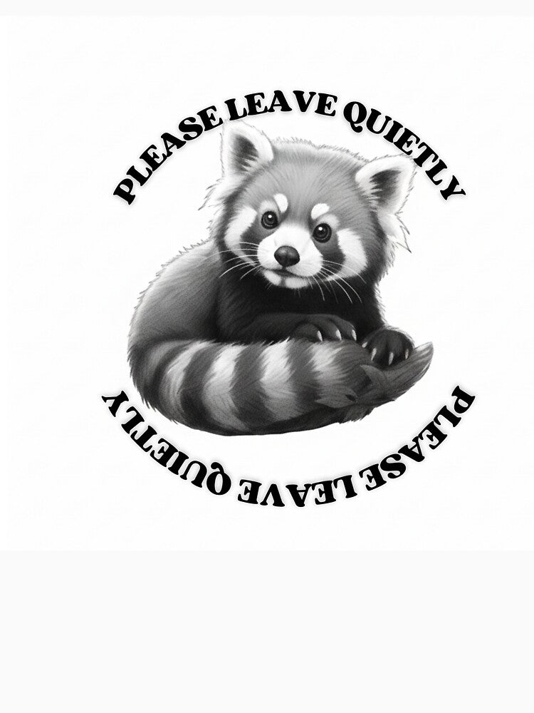 Funny Introvert Red Panda – “Please Leave Quietly” Cute Sarcastic Meme Animal T-Shirt & Sticker by... (Image 3)