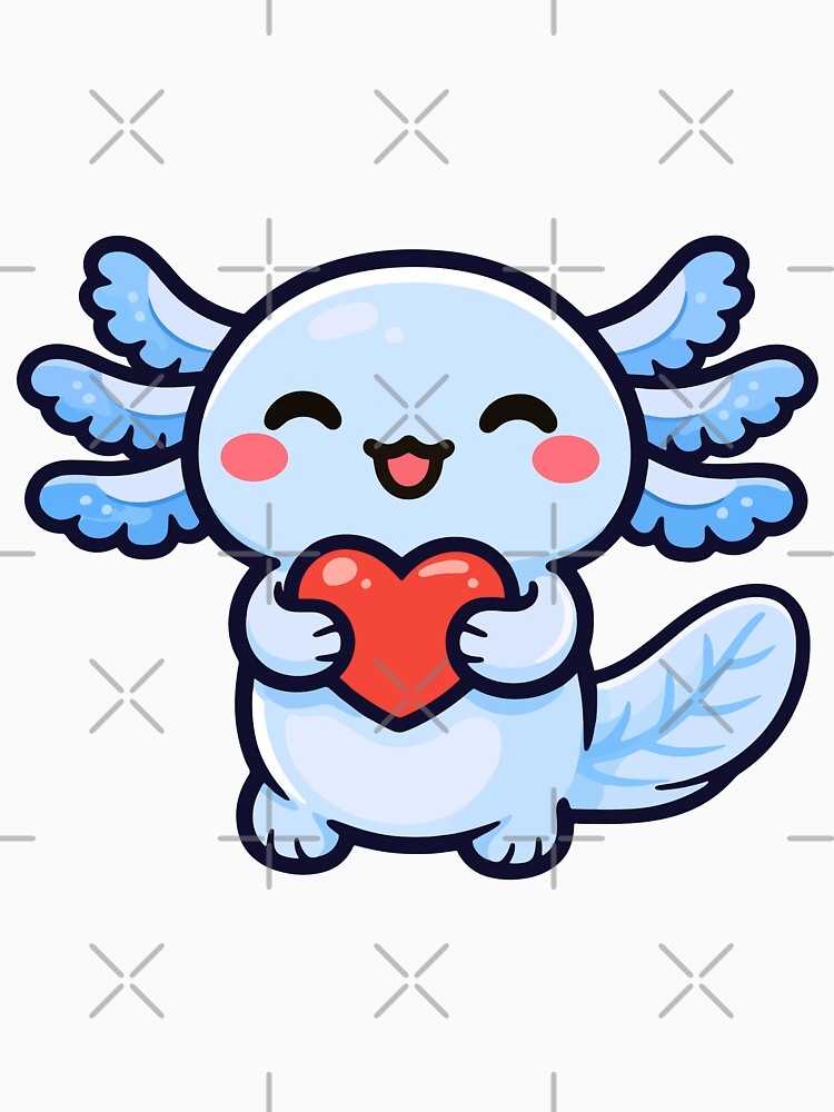 Blue Axolotl Holding Heart Cute Kawaii by Antonio Piguave T-Shirts, Hoodie, Sweatshirt | BlankRebels.com (Image 3)