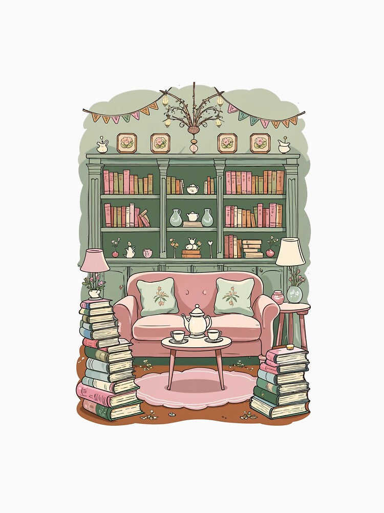 Tea and Books in my Favourite Room by marshmelephant T-Shirts, Hoodie, Sweatshirt | BlankRebels.com (Image 3)