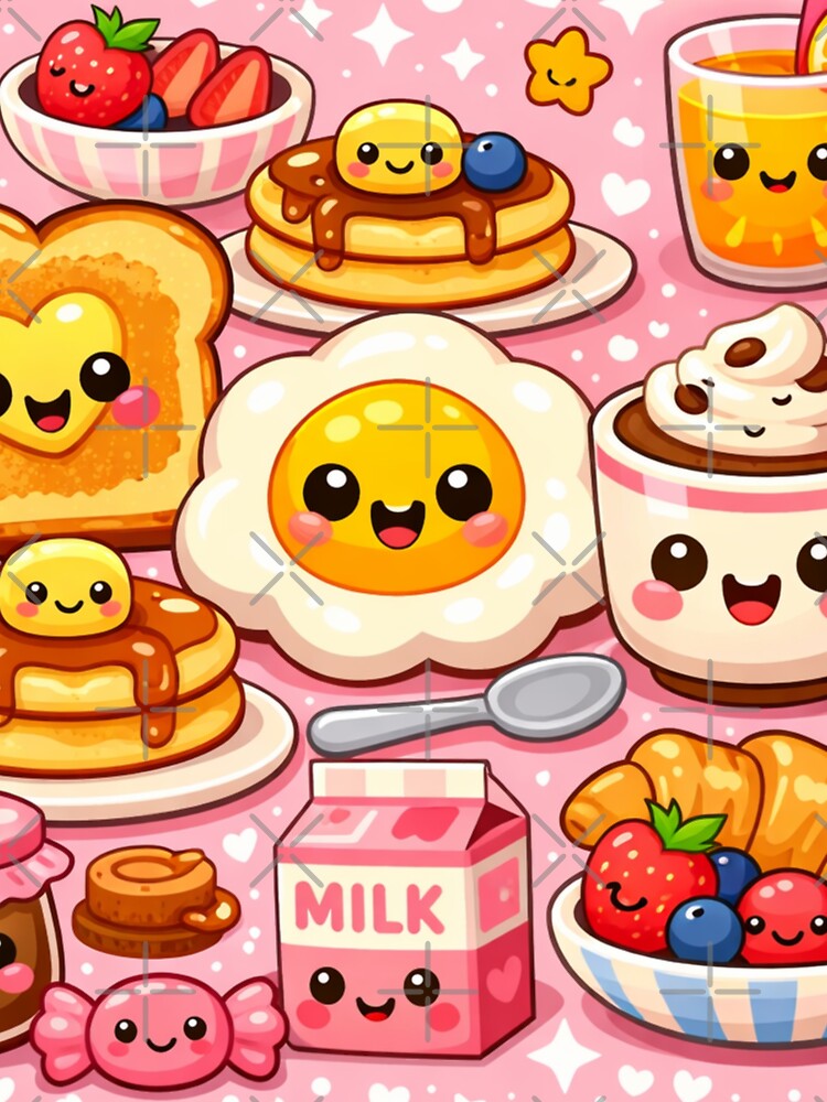 Kawaii Breakfast – Cute Food Pattern by Aramdesing