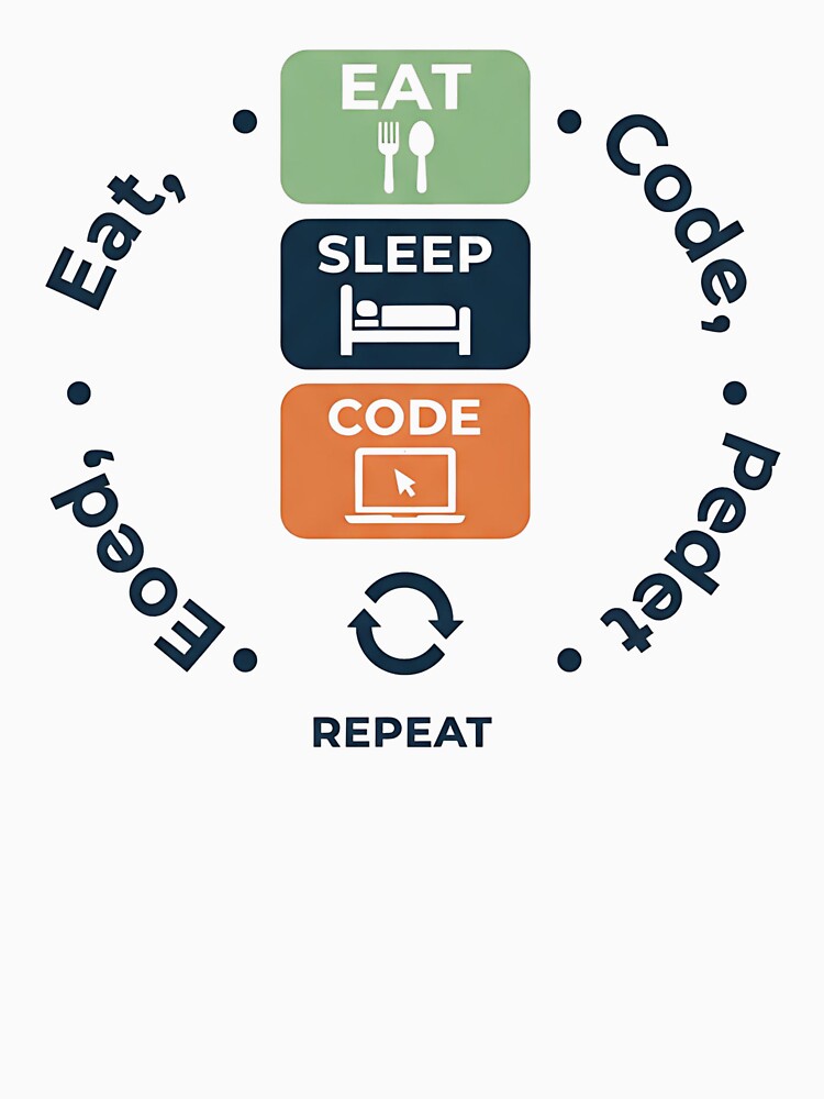 Eat, Sleep, Code, Repeat – Funny Programmer Lifestyle T-Shirt by Muzgle Hoodie, Sweatshirt | BlankRebels.com (Image 3)