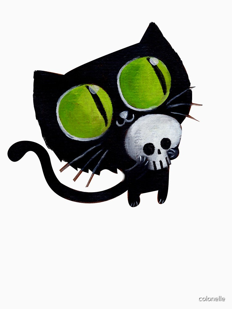 Black Halloween Cat with Skull by colonelle T-Shirts, Hoodie, Sweatshirt | BlankRebels.com (Image 3)