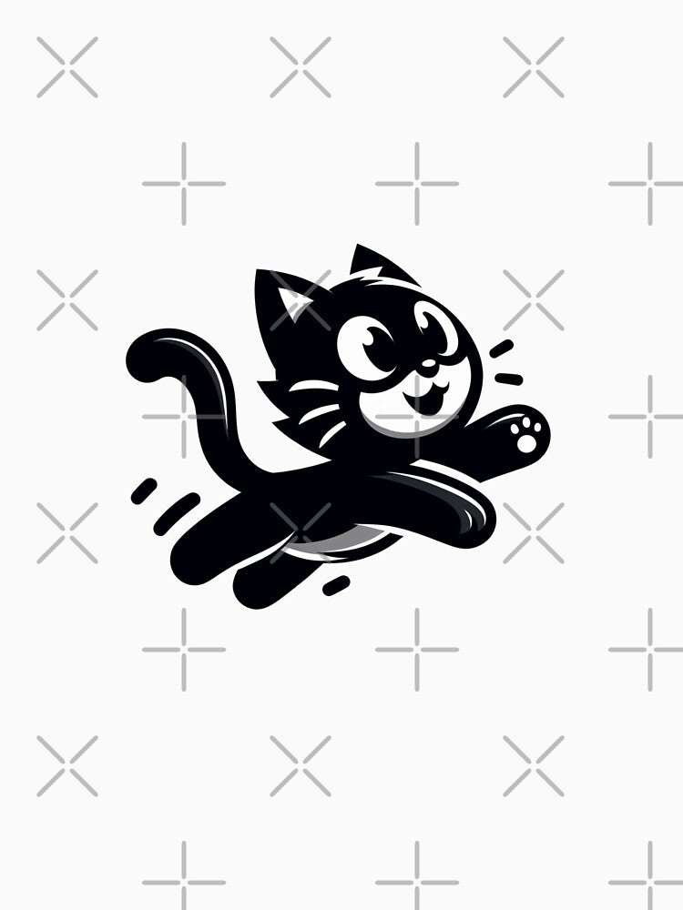 Black cat Leaping Cat Energy - Playful and Dynamic Cartoon Design by latelierdechris T-Shirts, Hoodie, Sweatshirt (Image 3)