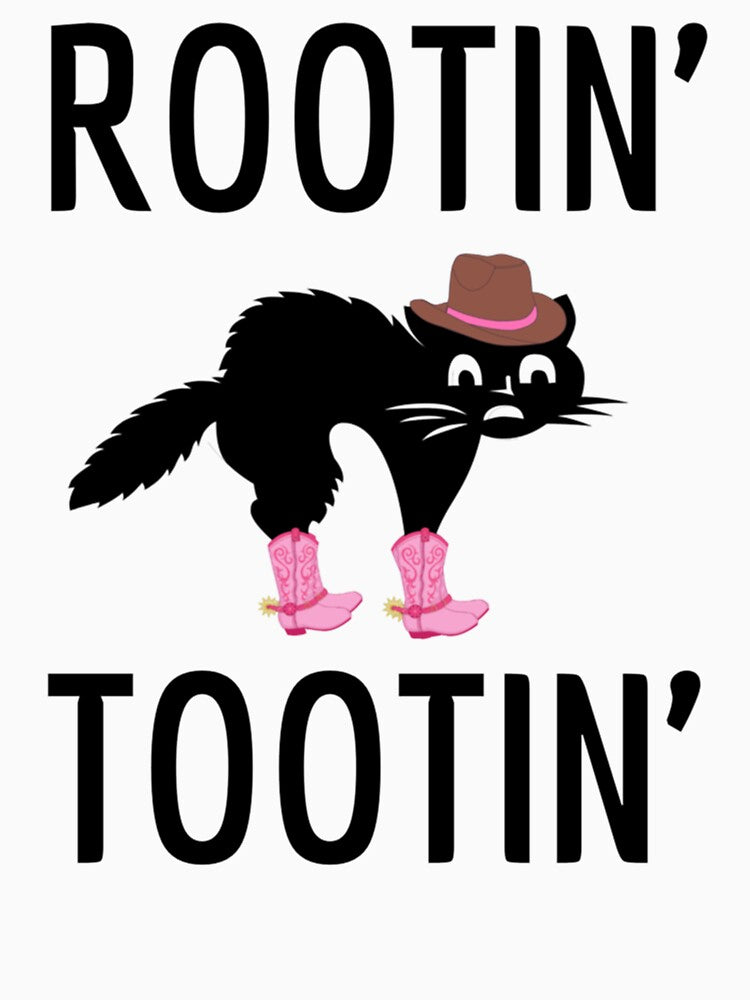 ROOTIN TOOTIN CAT  rootin tootin cowboy cat  funny blach cat cowboy cowgirl rootin by SarraVonepp T-Shirts,... (Image 3)