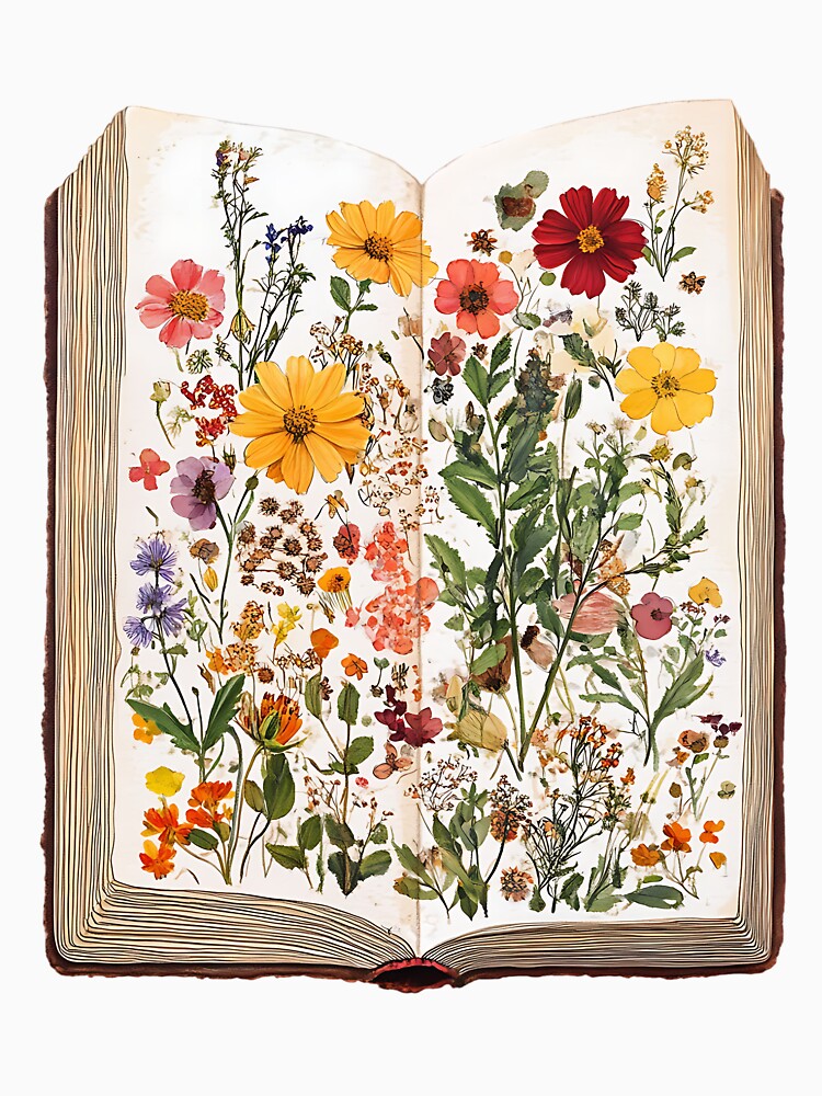 Light Academia Aesthetic Art: Pressed Flower in Vintage Book by bapupa T-Shirts, Hoodie, Sweatshirt (Image 3)