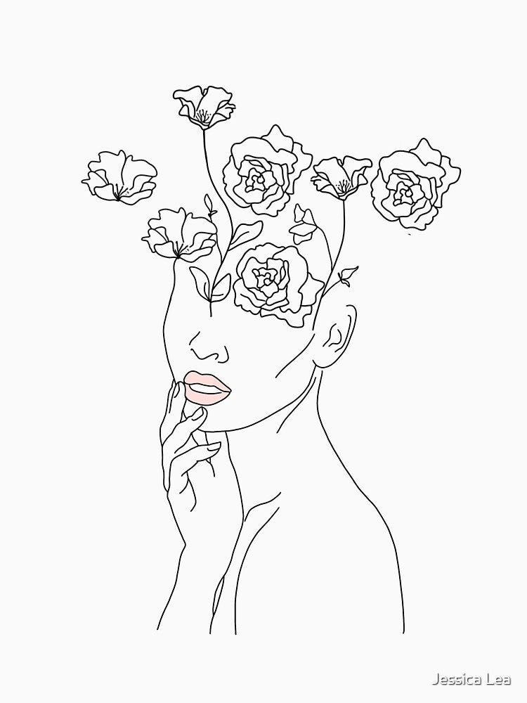 Flower line art by JessicaFrith T-Shirts, Hoodie, Sweatshirt | BlankRebels.com (Image 3)