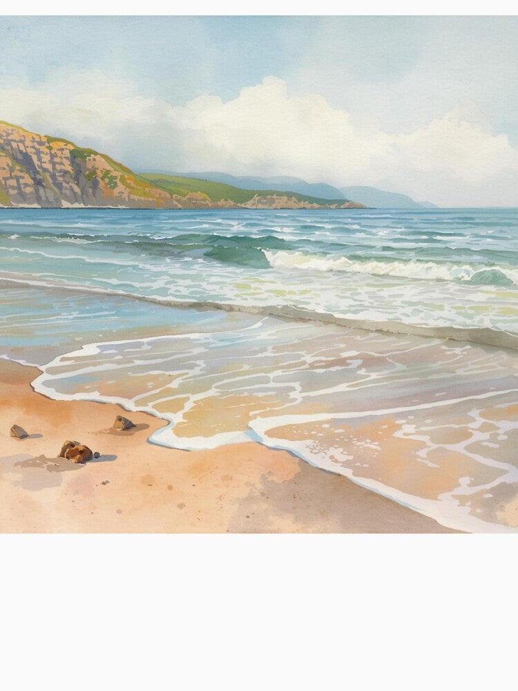 Achmelvich Beach Scotland Watercolor Ocean Waves by SeaStarAlex T-Shirts, Hoodie, Sweatshirt | BlankRebels.com (Image 3)