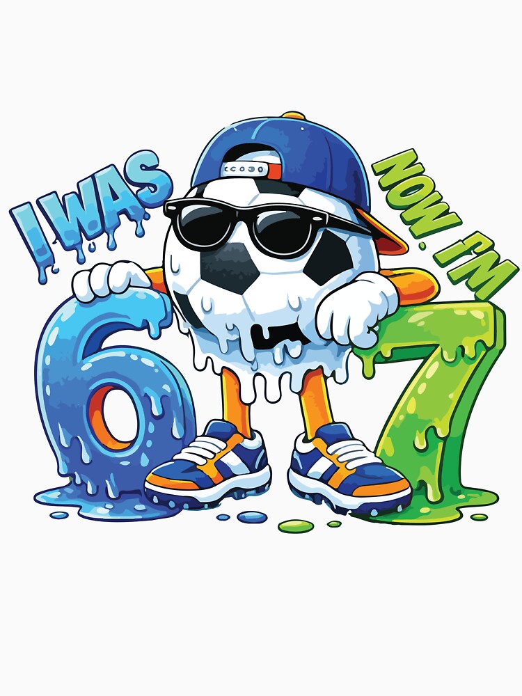I Was 6 Now I'm 7 Soccer Ball Drip Funny 7th Birthday Boy Design by kiralynstration