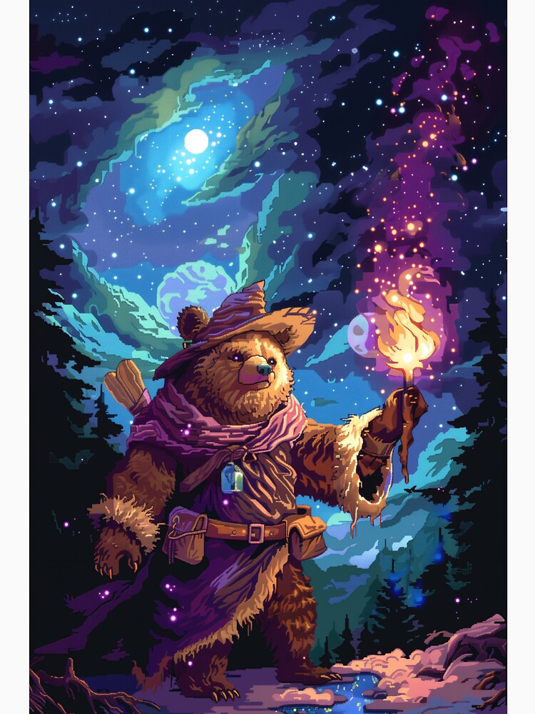Cute Bear Wizard Pixel Art by Kaos-Bit
