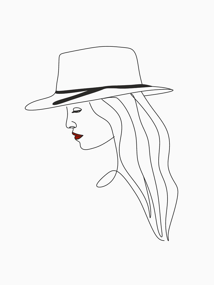 Abstract woman with hat.Illustration minimalistic style. Beaty salon logo by Nina Velychko T-Shirts, Hoodie,... (Image 3)