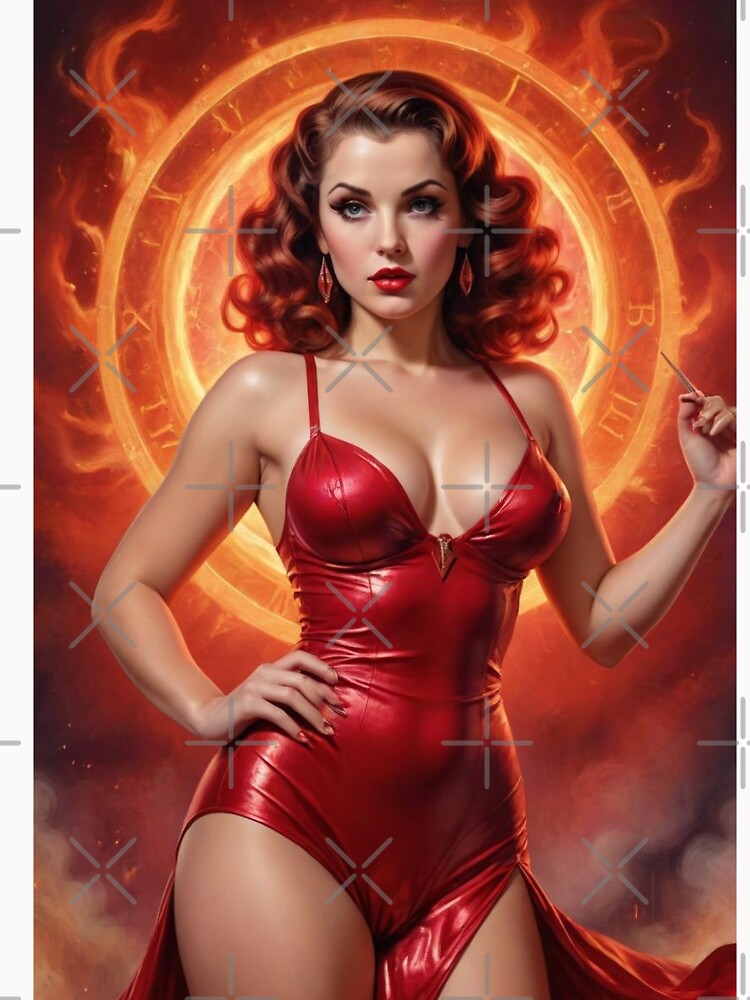 Aries Zodiac Rebirth | Vintage Fantasy Fire Goddess Pin-Up by MissSaylor T-Shirts, Hoodie, Sweatshirt (Image 3)