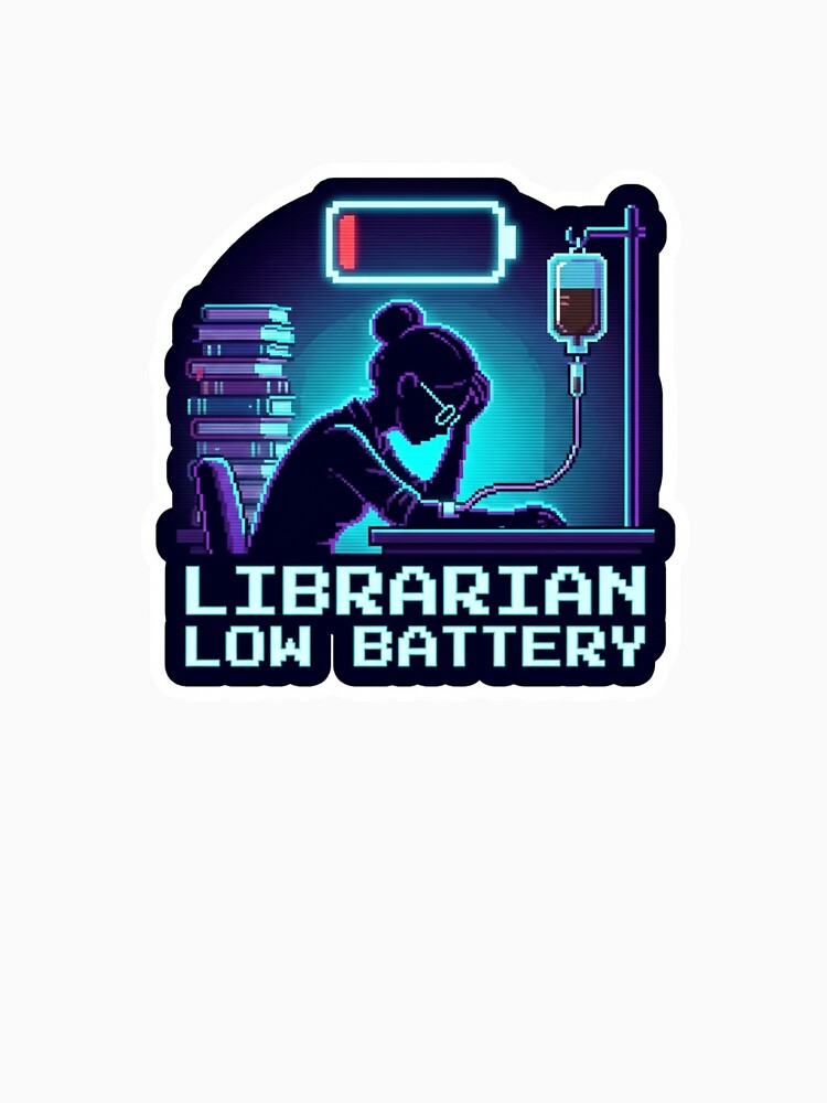 Y2K Librarian Sticker - Low Battery Warning by OrikuStudio T-Shirts, Hoodie, Sweatshirt | BlankRebels.com (Image 3)