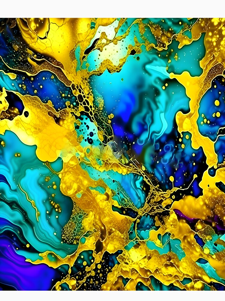 Gold And Blue Abstract Fluid Art Painting by celartinspire T-Shirts, Hoodie, Sweatshirt | BlankRebels.com (Image 3)