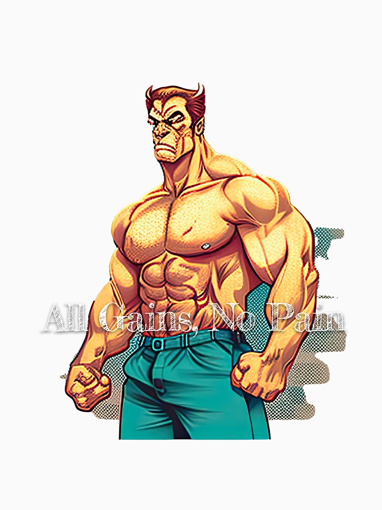 All Gains, No PainDesignBodybuilding Fitness Gym Workout Exercise Merch Print Design by tengamerx T-Shirts,... (Image 3)