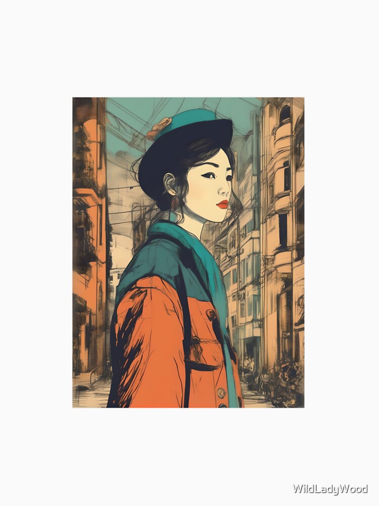 Manga woman, greeting card by WildLadyWood