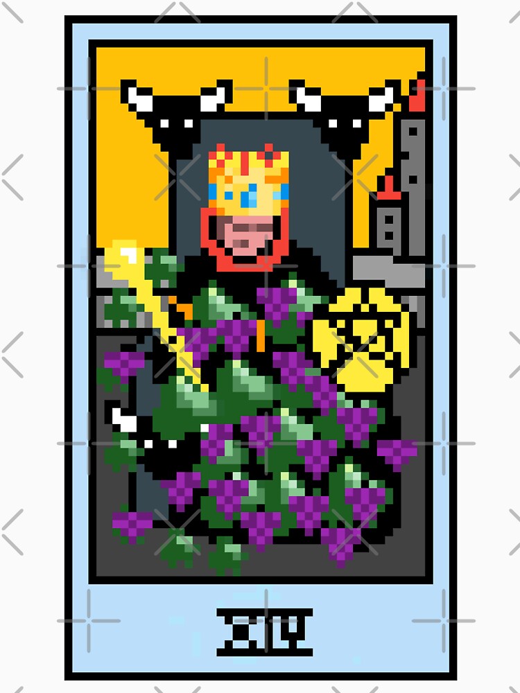 Wait, is this pixel art tarot? Yellow - Minor Arcana 'King of Pentacles' (Design for T-shirt, stickers and... (Image 3)